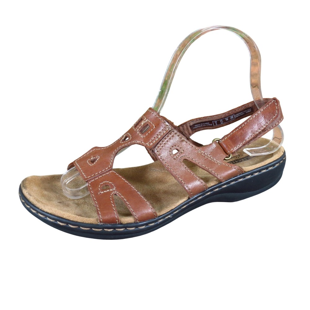 Clarks Leisa Annual Womens Strappy Sandals Size 7.5 Walking Brown Leather